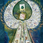 collage with postage stamps