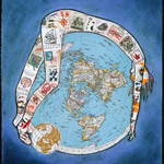 collage with postage stamps