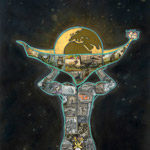 collage with postage stamps