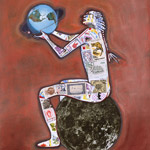 collage with postage stamps