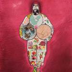 collage with postage stamps