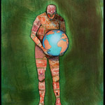 collage with postage stamps