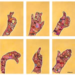 collage with postage stamps