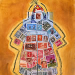 collage with postage stamps