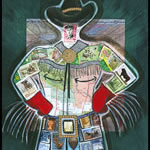 collage with postage stamps