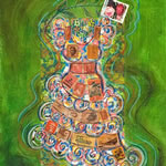 collage with postage stamps