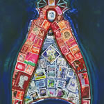 collage with postage stamps