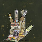 collage with postage stamps