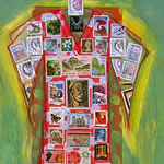 collage with postage stamps