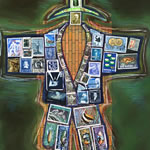 collage with postage stamps