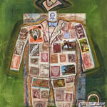 collage with postage stamps