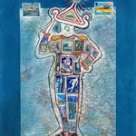 collage with postage stamps