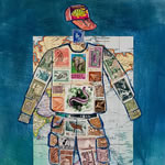 collage with postage stamps