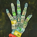 collage with postage stamps