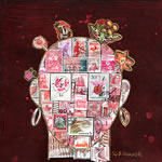 collage with postage stamps