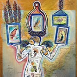 collage with postage stamps