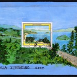 collage with postage stamps