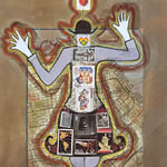 collage with postage stamps