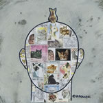 collage with postage stamps