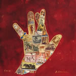 collage with postage stamps