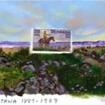 collage with postage stamps