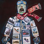 collage with postal stamps