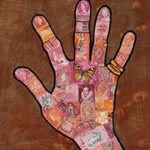 collage with postage stamps