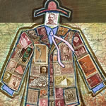 collage with postage stamps