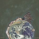 collage with postage stamps