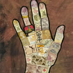 collage with postage stamps