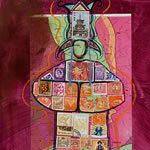 collage with postage stamps