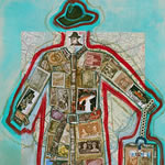 collage with postage stamps