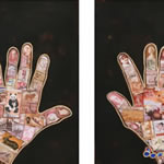 collage with postage stamps