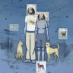 collage with postage stamps