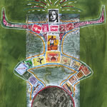 collage with postage stamps