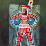 collage with postage stamps