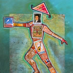 collage with postage stamps